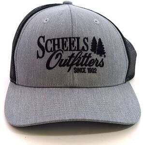 NWOT Scheels Outfitters Since 1902 Snapback Hat Light Gray & Black Adjustable